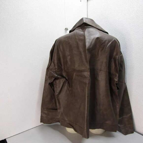 NEW SNDYS Womens Royce Oversized Faux Leather Jacket Size XL Mocha Brown - Picture 7 of 14